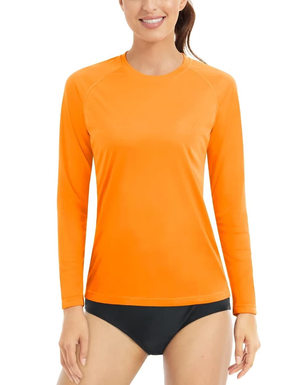Womens Upf 50 Sun Shirts Long Sleeve Crew Neck Spf Uv Protection Swim Rash Guard Hiking Outdoor Fishing Running Workout Tee T Sh
